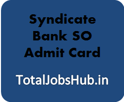 Syndicate Bank SO Admit Card