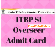 itbp si overseer admit card
