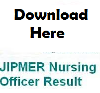 jipmer nursing officer result