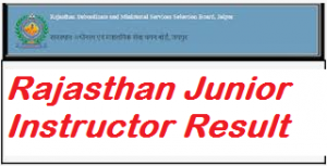 Rajasthan Junior Instructor Result