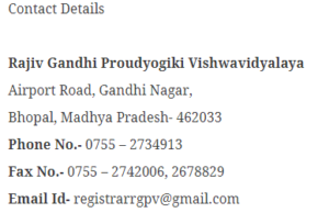 rgpv contact details